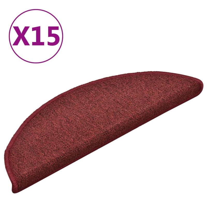 Maty na schody 15 szt. 56x17x3 cm Bordeaux Półokrągłe