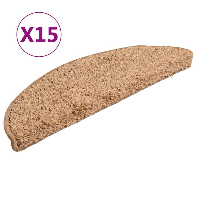 Maty na schody 15 szt. 56x17x3 cm Beżowe półokrągłe