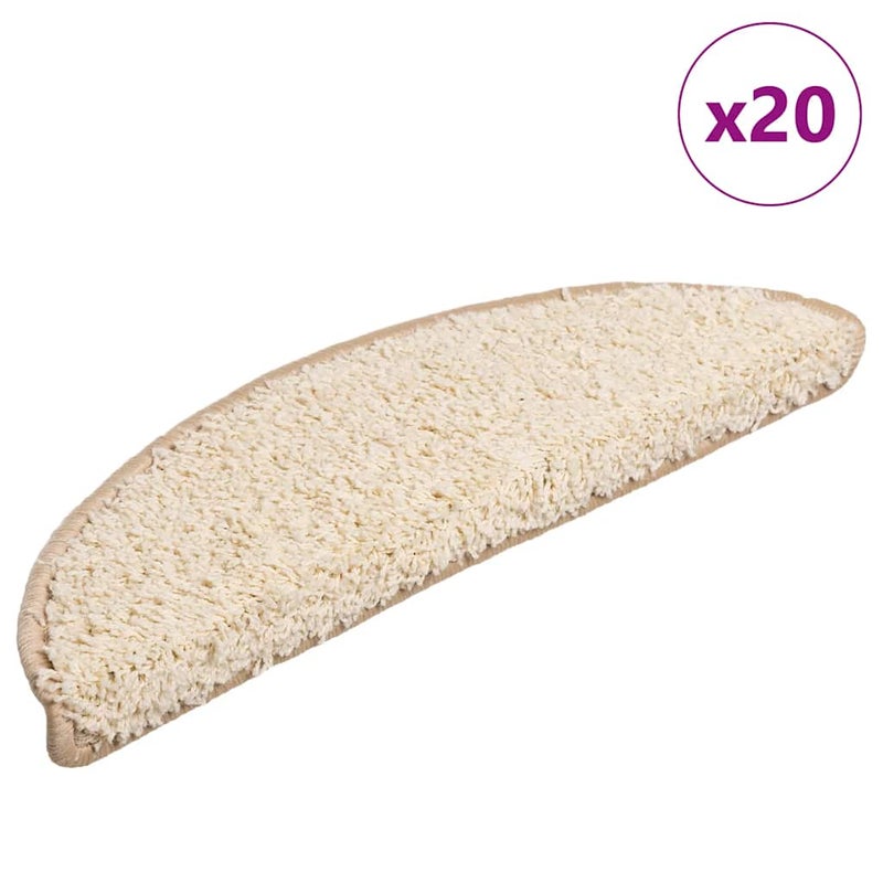 Maty na schody 20 szt. 56x17x3 cm Kremowe półokrągłe