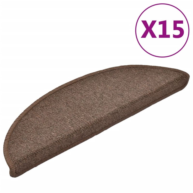 Maty na schody 15 szt. 56x17x3 cm Brąz kawowy Półokrągły