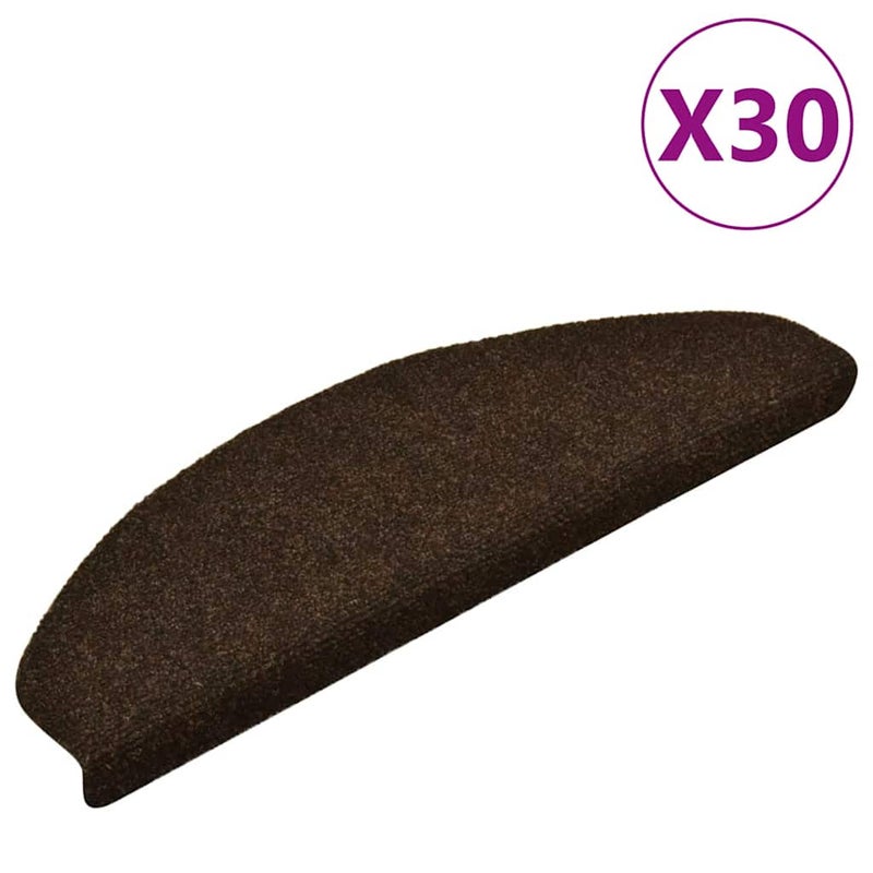 Maty na schody samoprzylepne 30 szt. 65x21x4 cm Brązowe półokrągłe duże