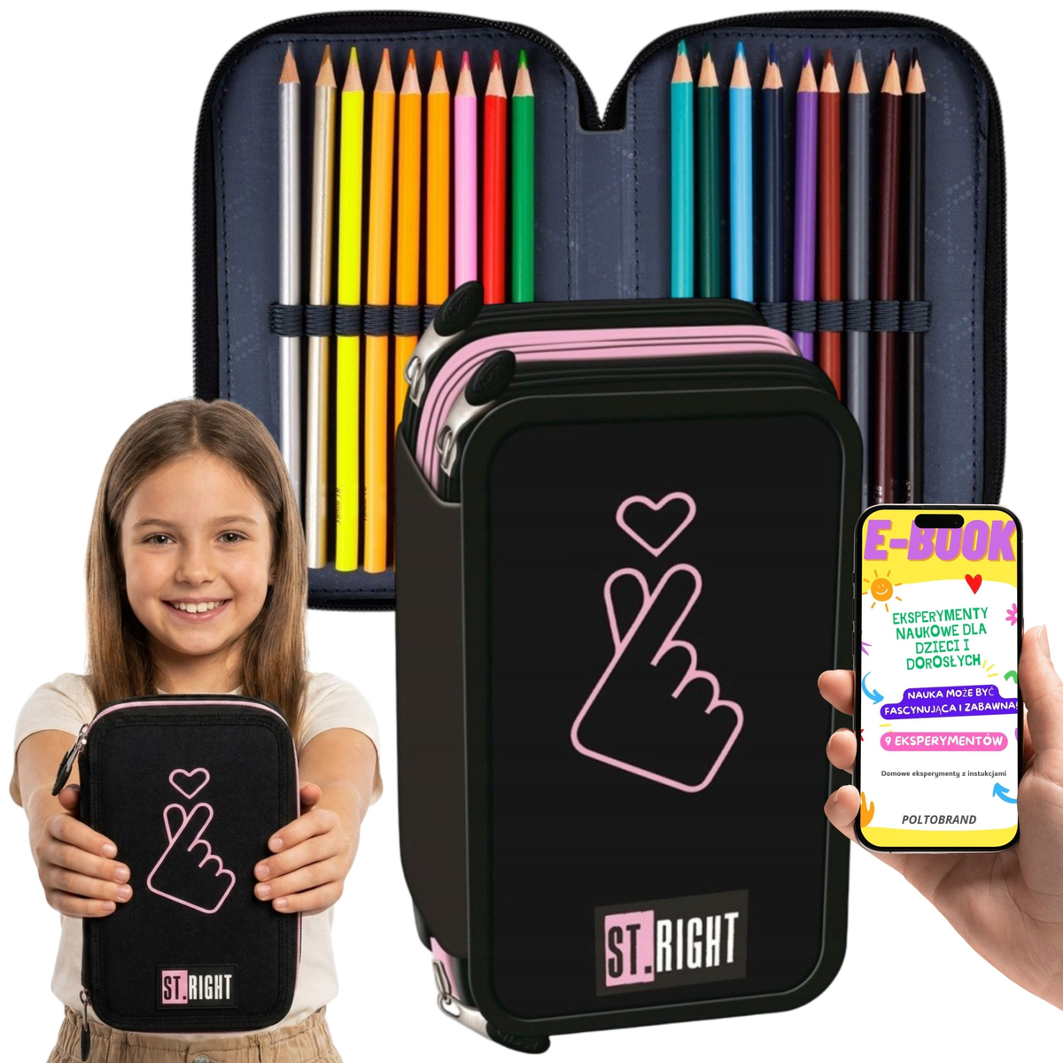 Piórnik Trzykomorowy K-Pop Lover z Wyposażeniem + E-BOOK