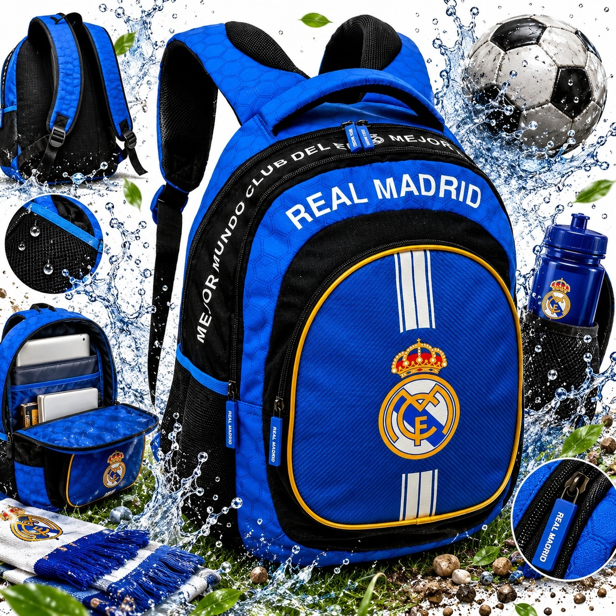PLECAK SZKOLNY REAL MADRID 3 KOMORY ERGO BACK 39X28X15 CM ASTRA DZIECIĘCY