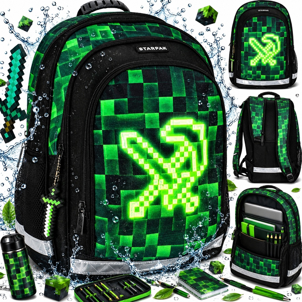 PLECAK SZKOLNY PIXEL GAME KILOF STARPAK 41X30X20 CM WODOODPORNY DZIECIĘCY