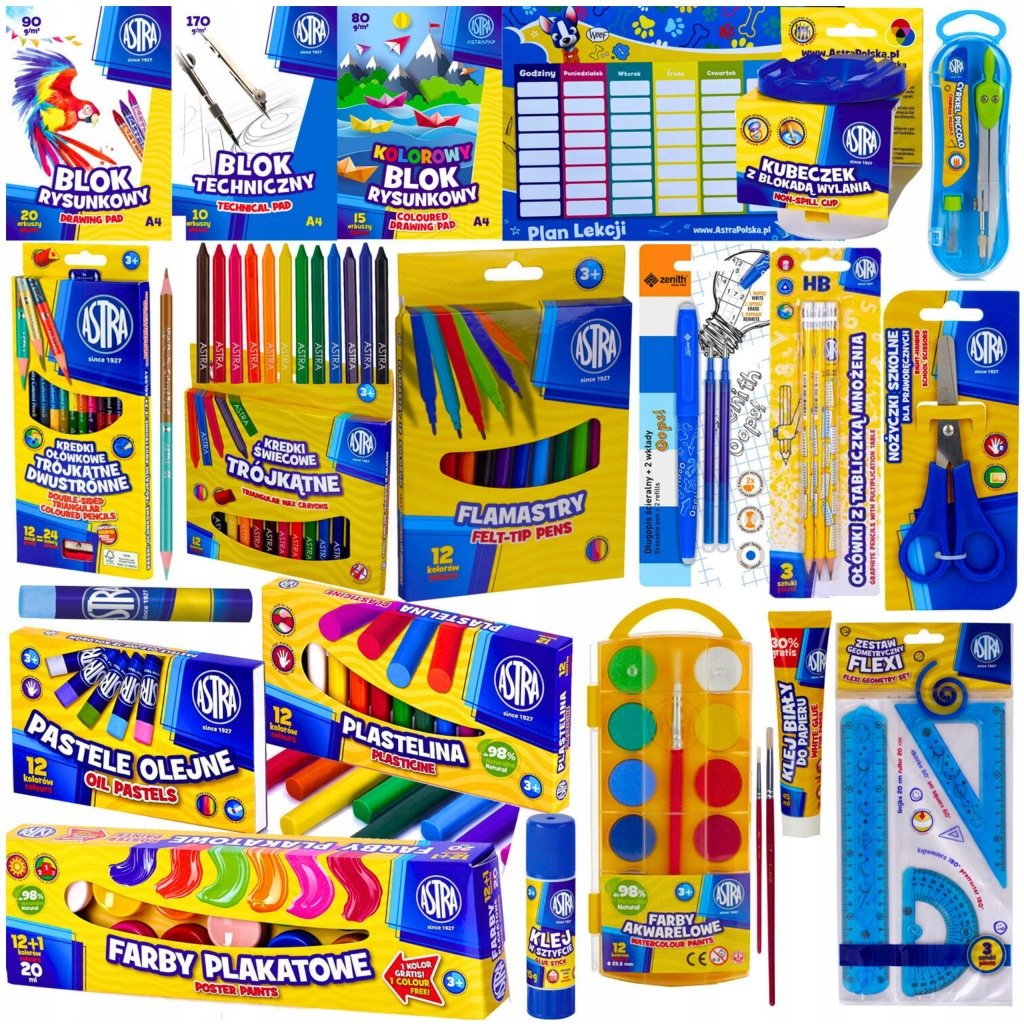 WYPRAWKA SZKOLNA DLA DZIECKA DO SZKOŁY KOMPLETNY ZESTAW 20 SZTUK PRZYBORÓW