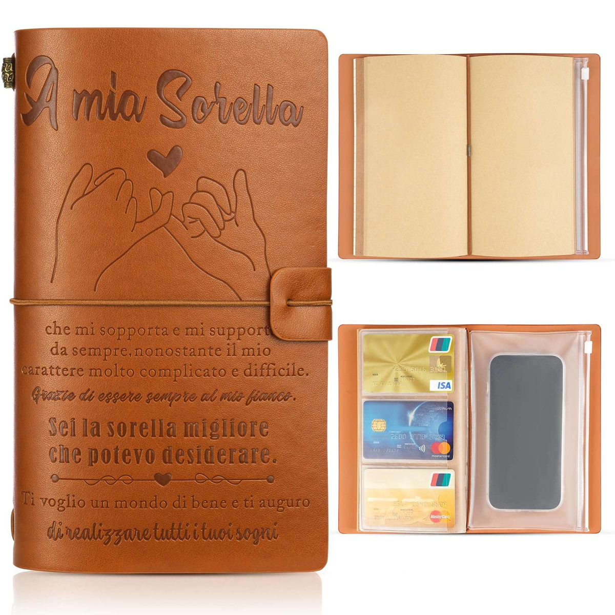 Pamiętnik skórzany A6 retro dziennik podróżny organizer A Mia Sorella ITALY