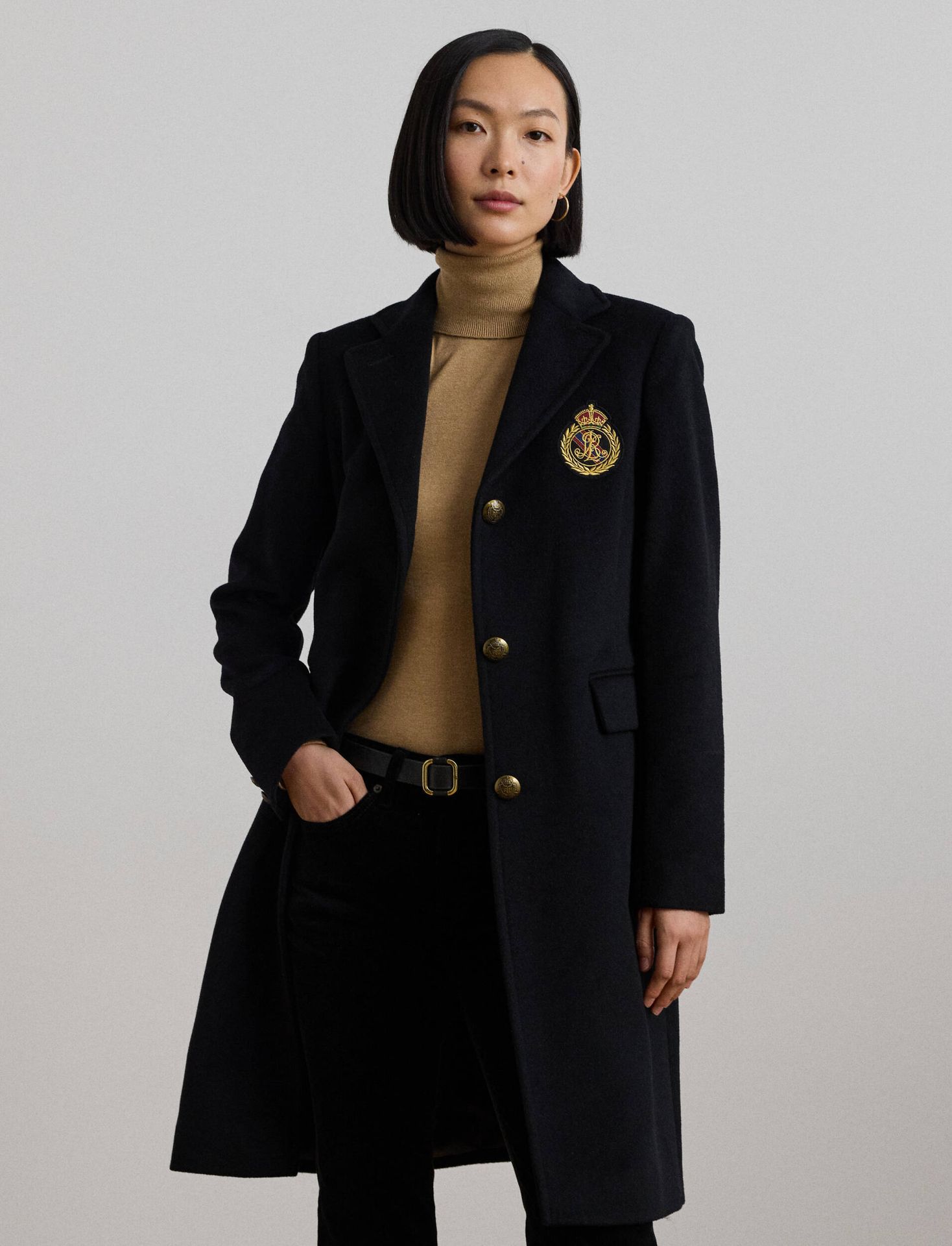 LAUREN RALPH LAUREN Wełniany płaszcz z dodatkiem kaszmiru