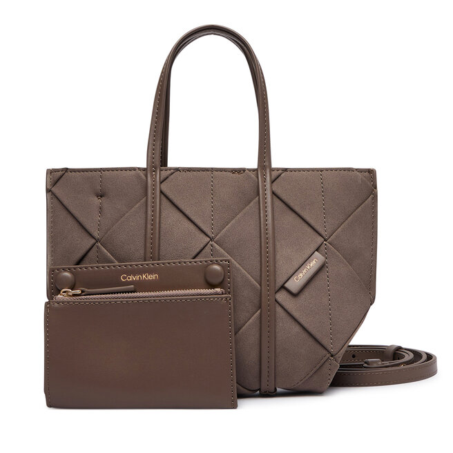 Torebka Calvin Klein Woven Sueded Mini Tote Crossbody LV04F3696G Brązowy