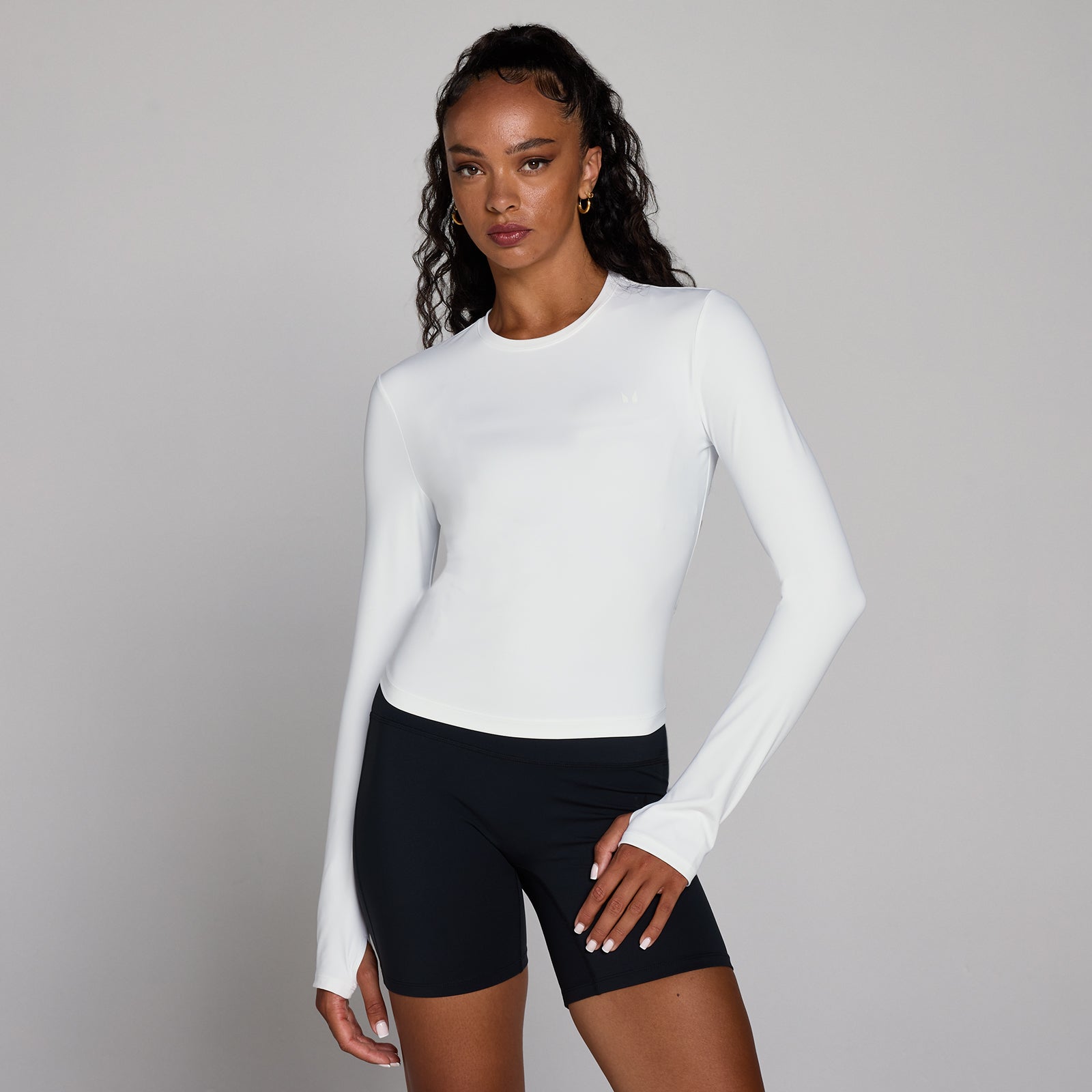 MP Women's Tempo Long Sleeve Top With Thumbholes - White - White - L