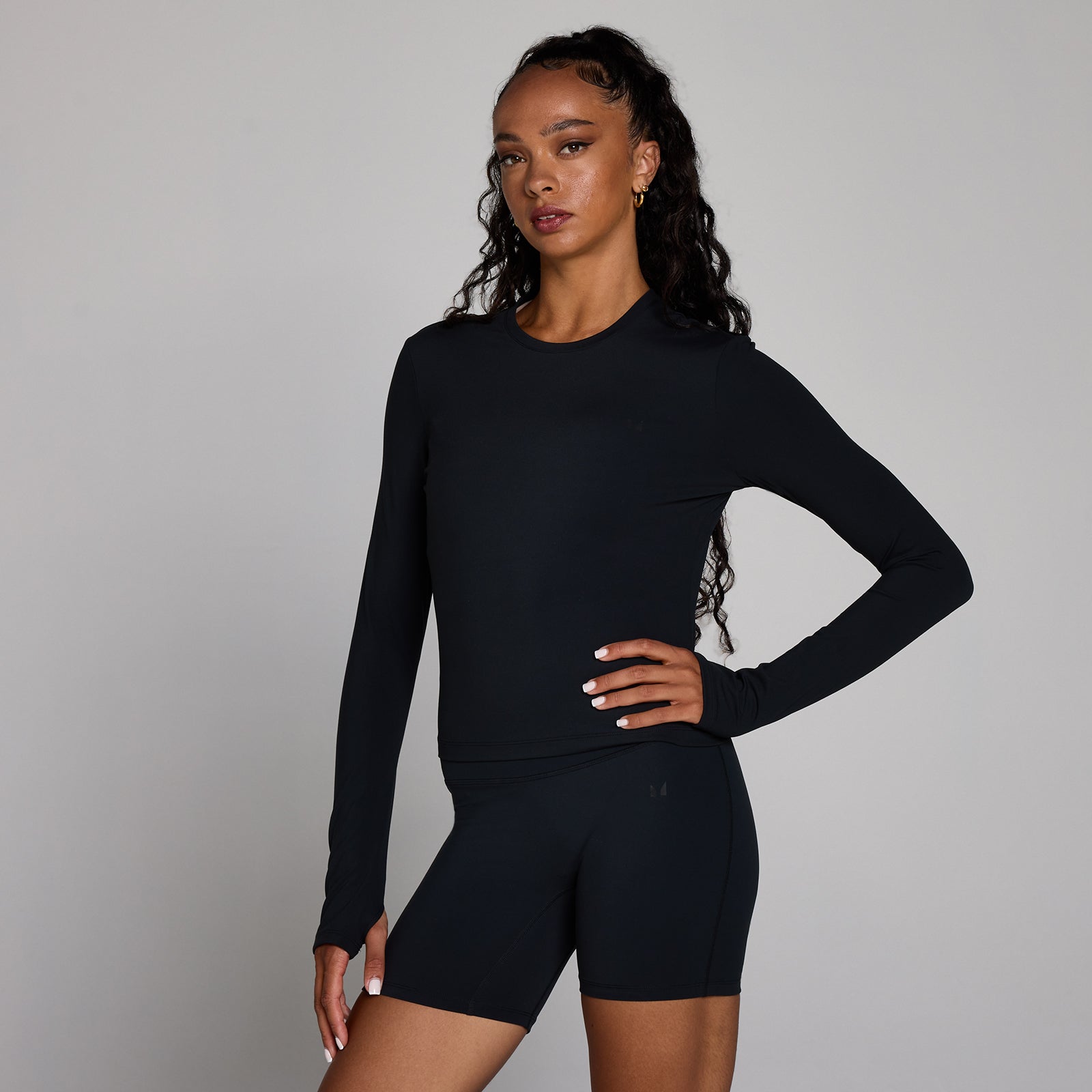 MP Women's Tempo Long Sleeve Top With Thumbholes - Black - Black - S