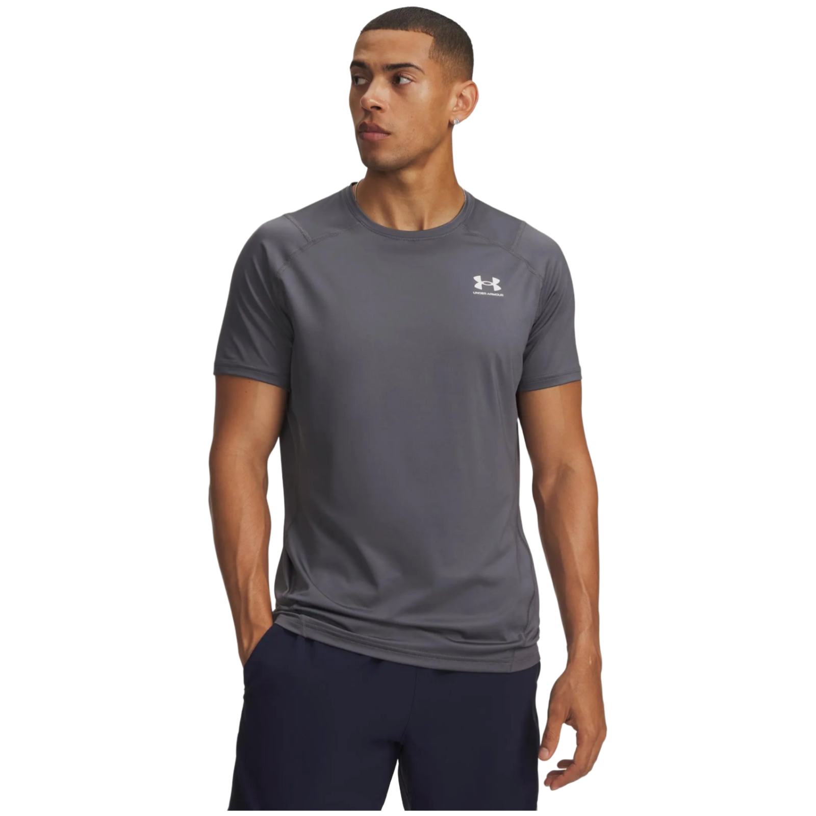 Koszulka męska Under Armour HG Armour Fitted SS Rozmiar: XL / Kolor: szary/biały