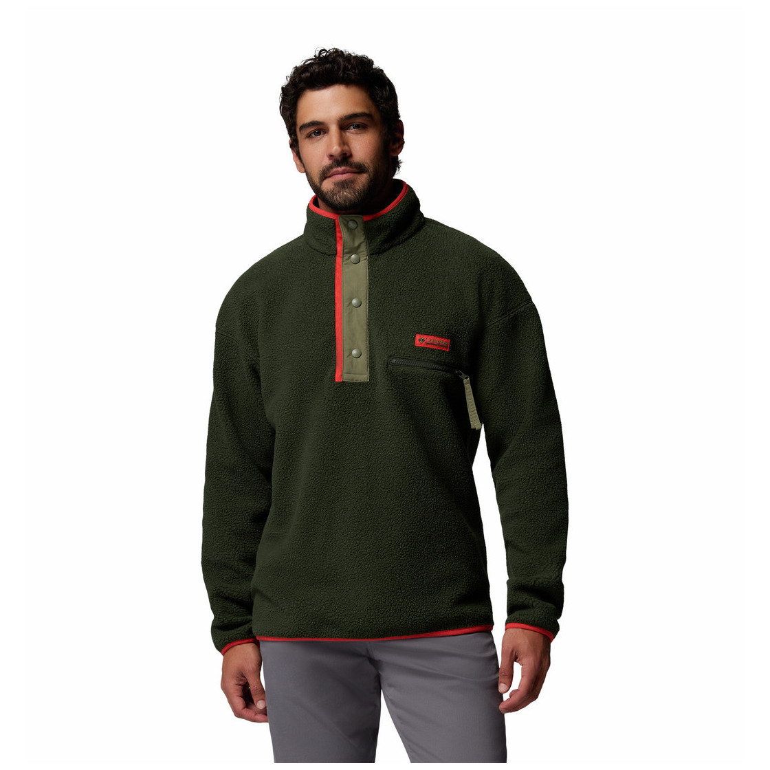 Bluza męska Columbia Helvetia™ II Half Snap Fleece Rozmiar: M / Kolor: ciemnozielony