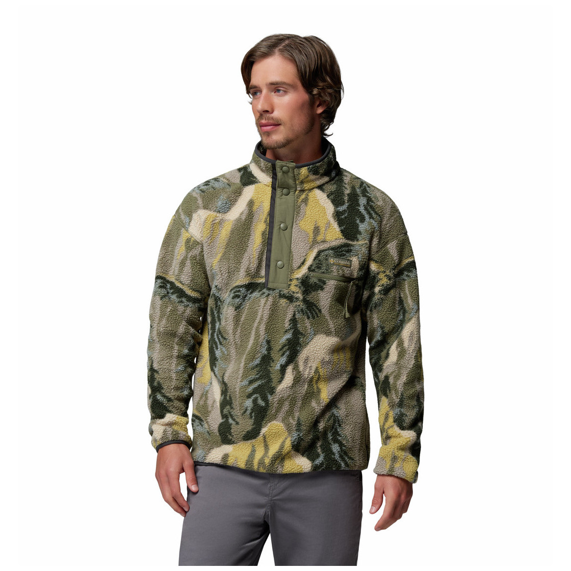 Bluza męska Columbia Helvetia™ II Printed Half Snap Fleece Rozmiar: XL / Kolor: zielony/szary