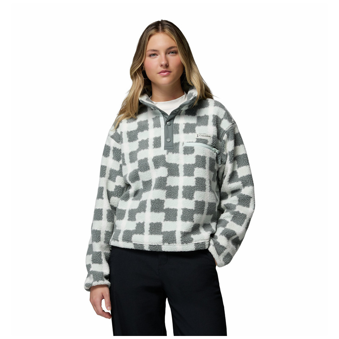 Bluza damska Columbia Helvetia™ II Printed Cropped Half Snap Rozmiar: M / Kolor: szary/zielony