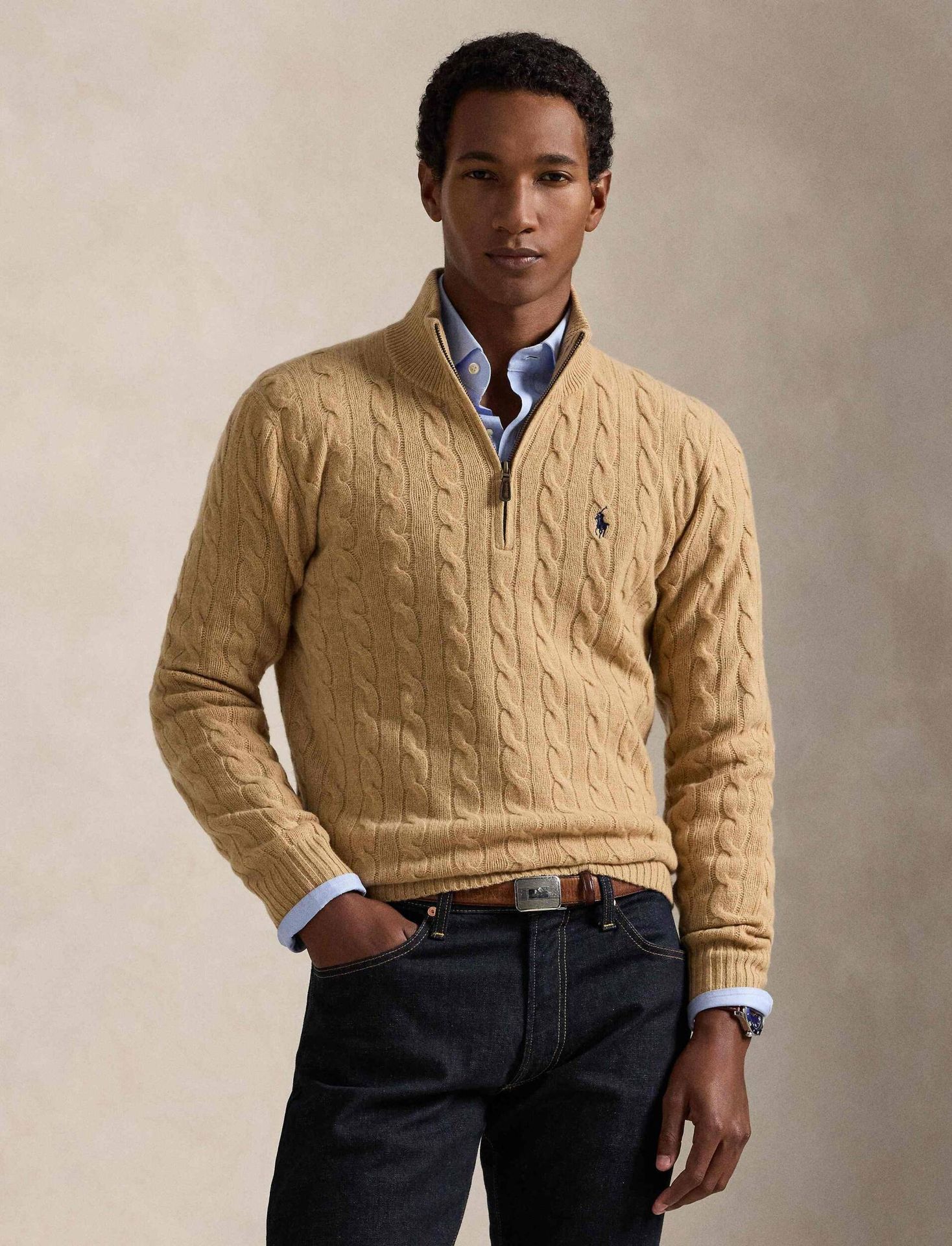 POLO RALPH LAUREN Wełniany sweter Regular Fit z dodatkiem wełny