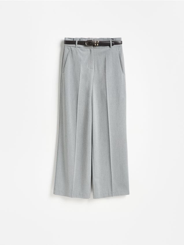 Reserved - Spodnie wide leg - jasnoszary