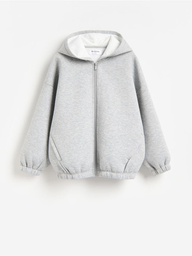 Reserved - Sportowa bluza neoprenowa - jasnoszary