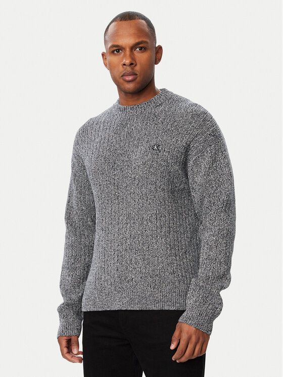 Calvin Klein Jeans Sweter LV04RH328G Szary ciemny Regular Fit