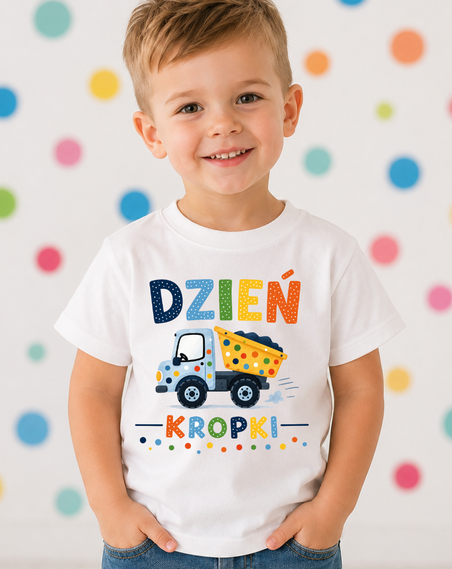 Koszulka w kropki dzień kropki dla chłopczyka