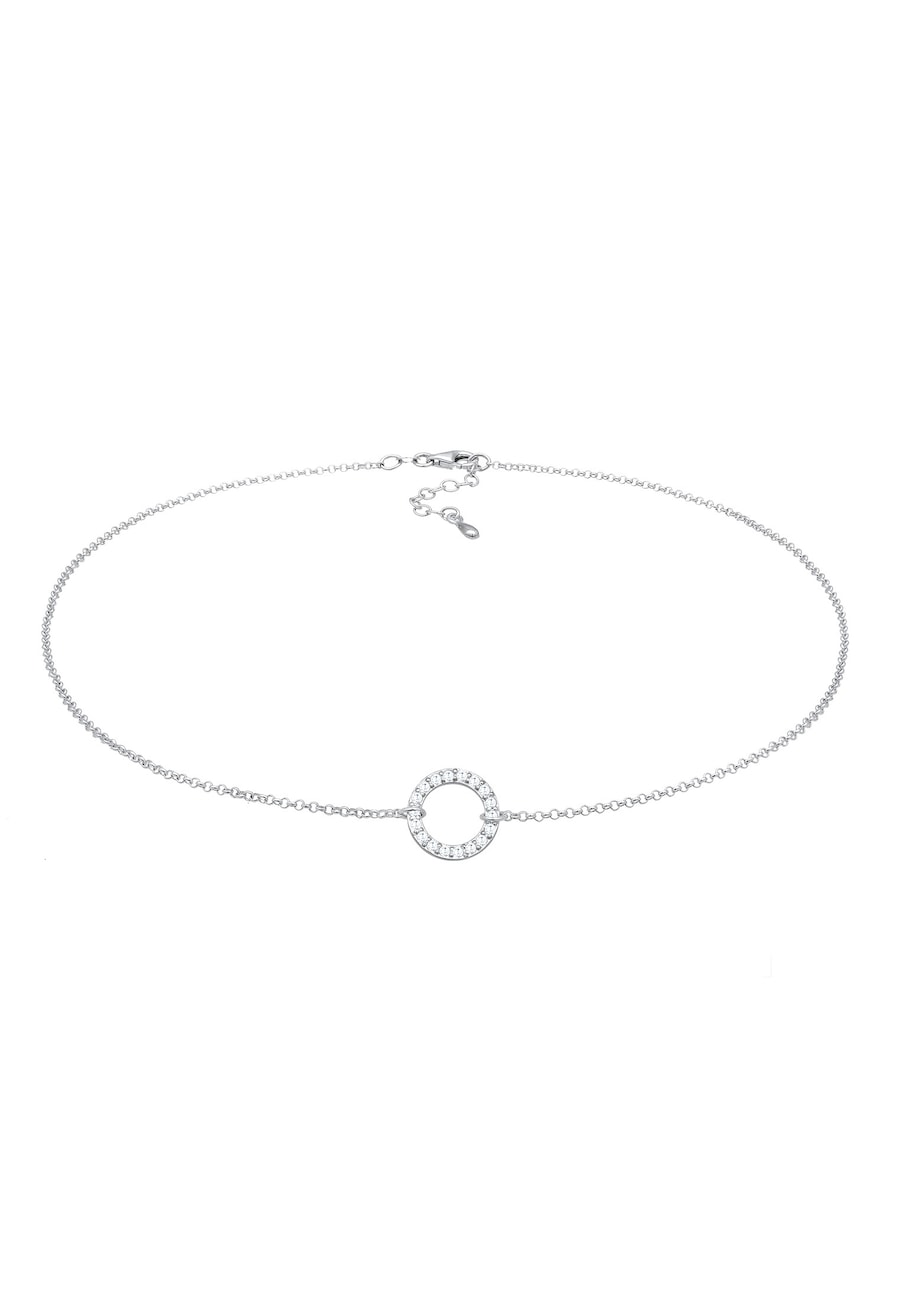 Elli Damski choker koło Geo z cyrkoniami w srebrze próby 925 Sterling Silver Naszyjniki 1 ct
