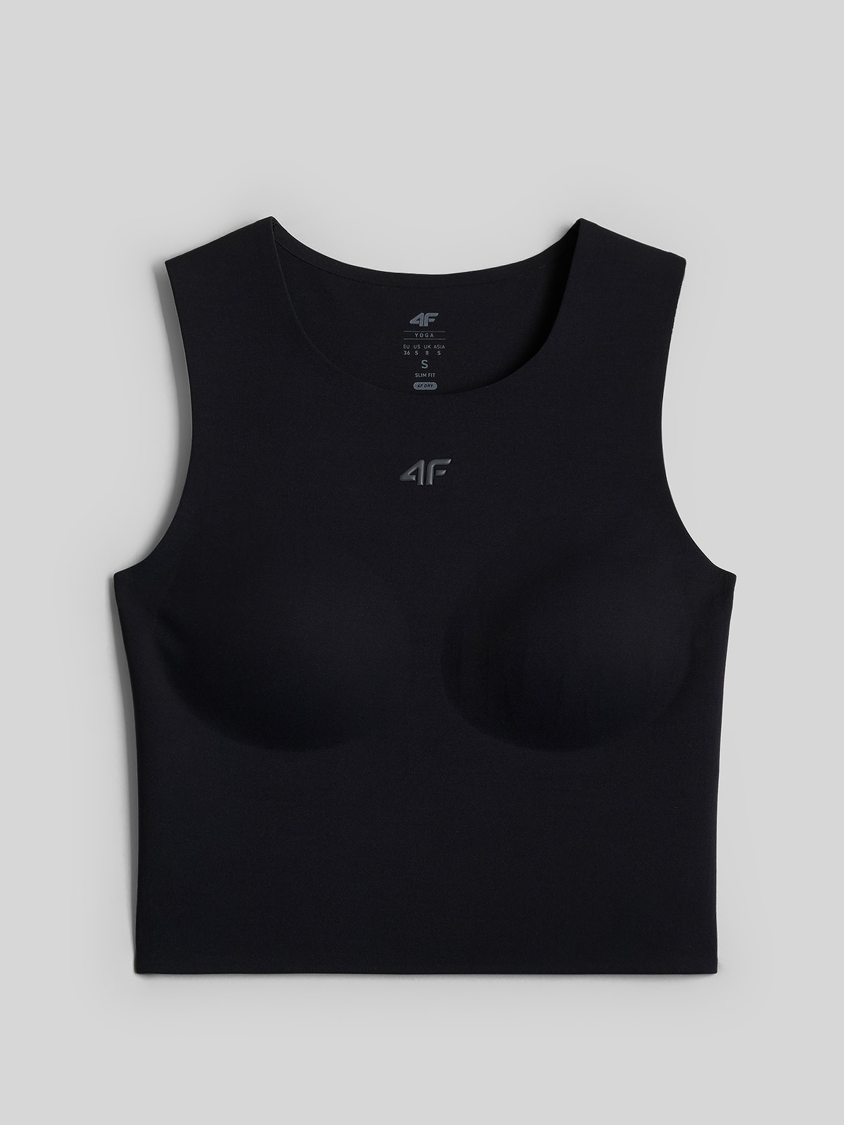4F Crop top do jogi szybkoschnący damski - czarny XS