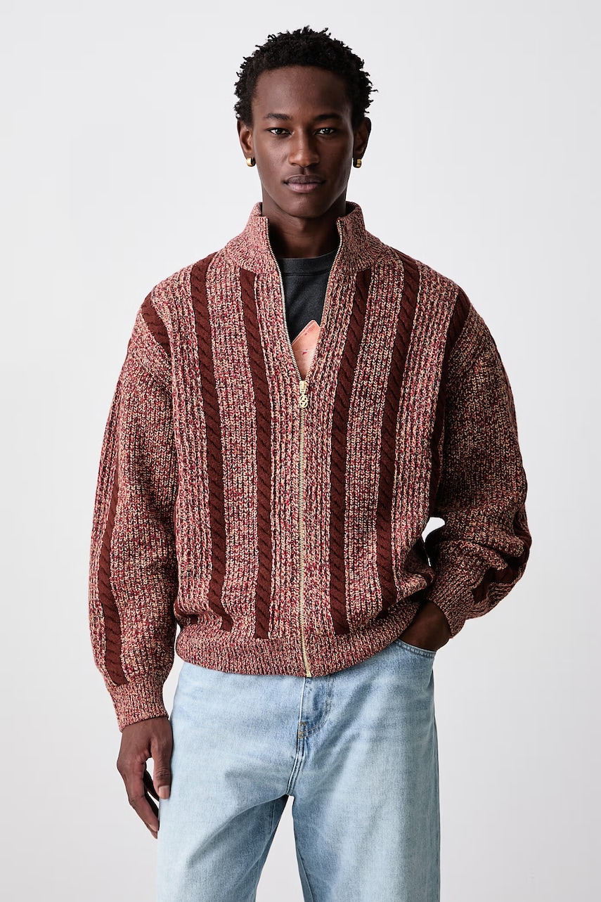 Drôle de Monsieur Torsade sweter rozpinany wełniany męski