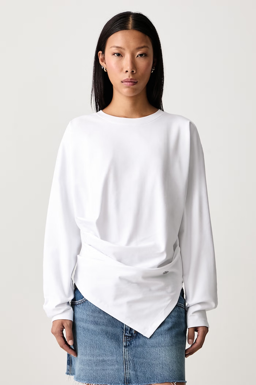 GANNI longsleeve damski bawełniany z elastanem