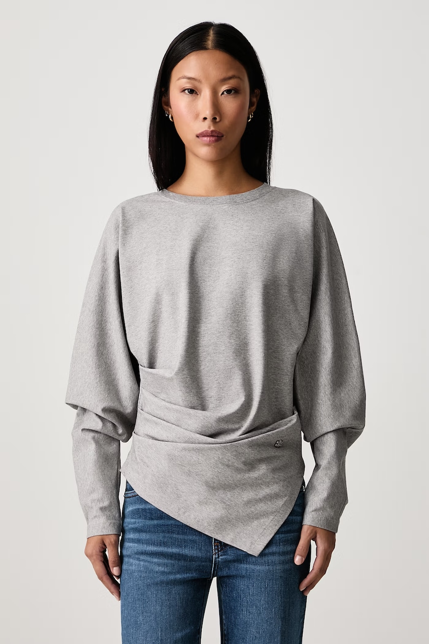 GANNI longsleeve damski bawełniany z elastanem