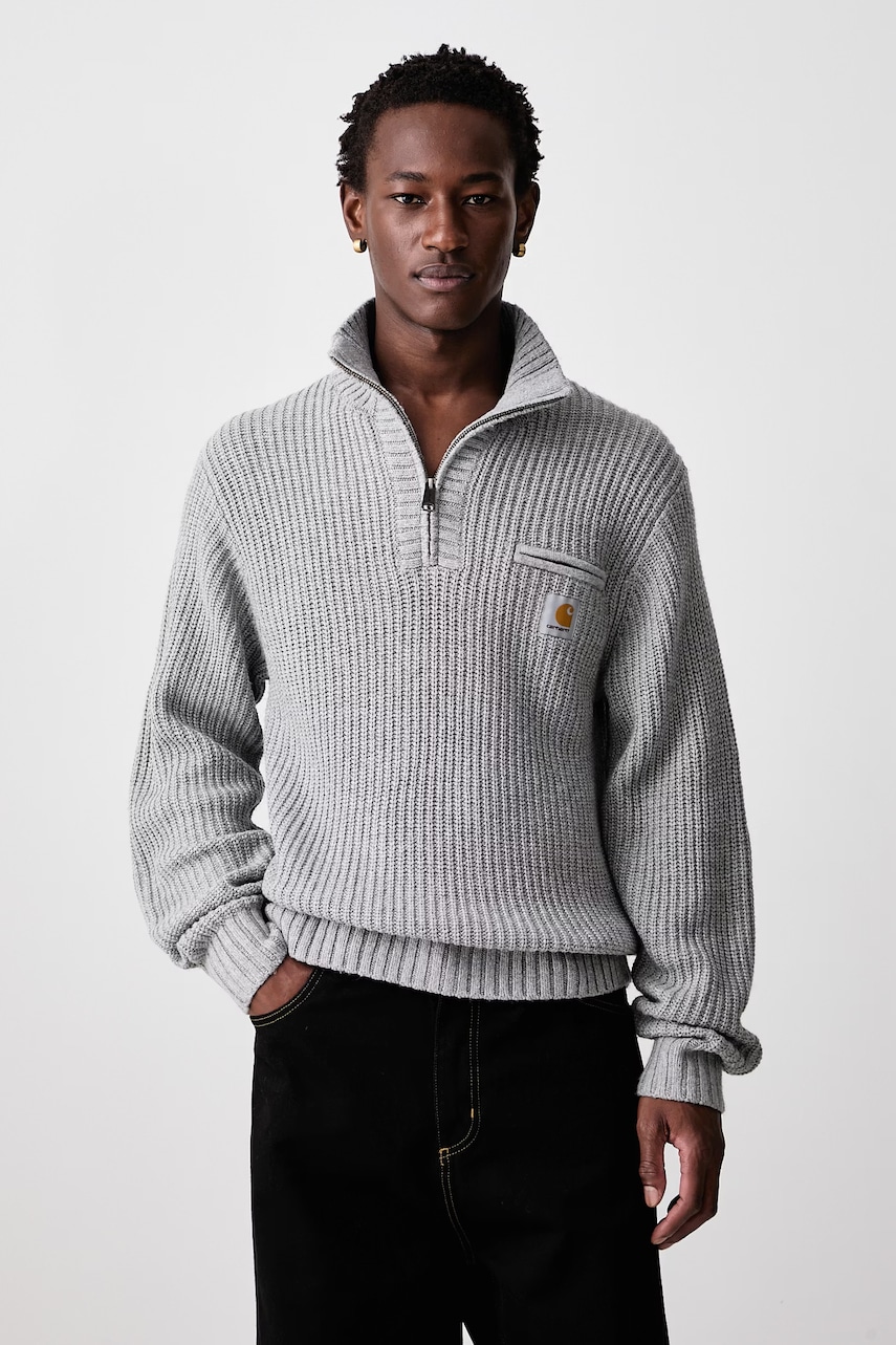 Carhartt WIP Detroit Half Zip Sweater półgolf z dodatkiem wełny męski