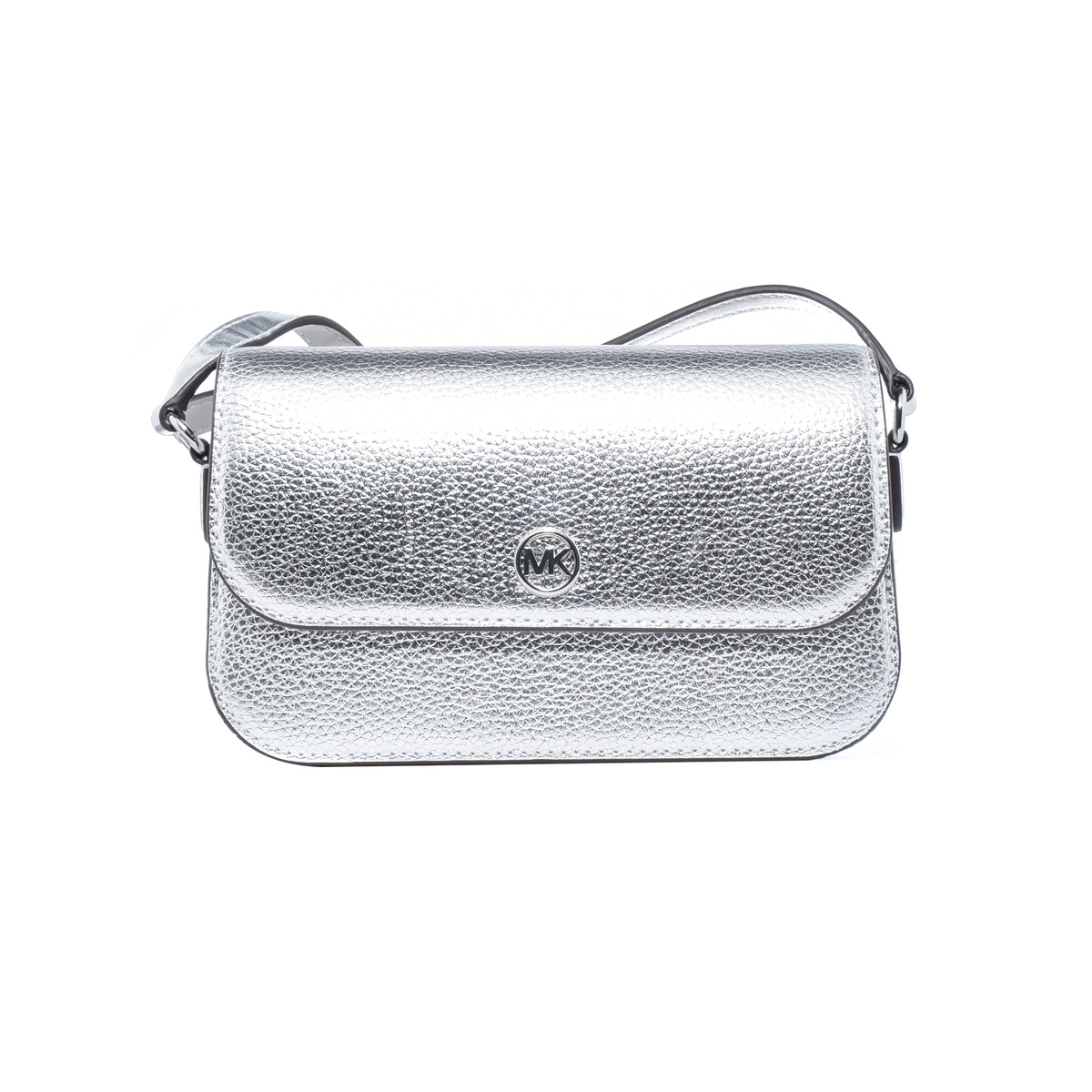 Mała srebrna torebka damska skórzana crossbody Michael Kors Jet Set Travel 35F4STVC1M