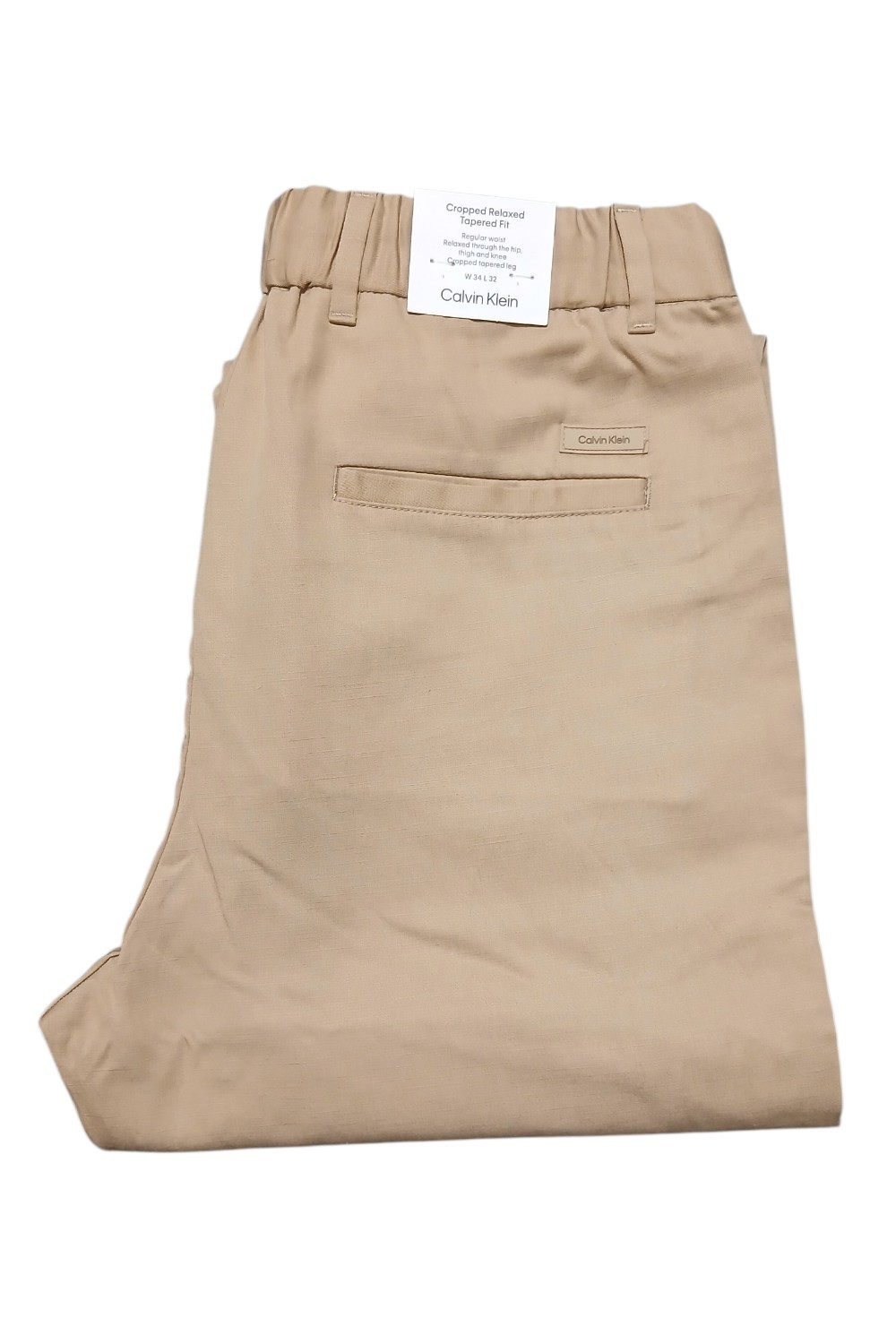 Spodnie materiałewe męskie beżowe cienkie Calvin Klein Relaxed Tapered Fit