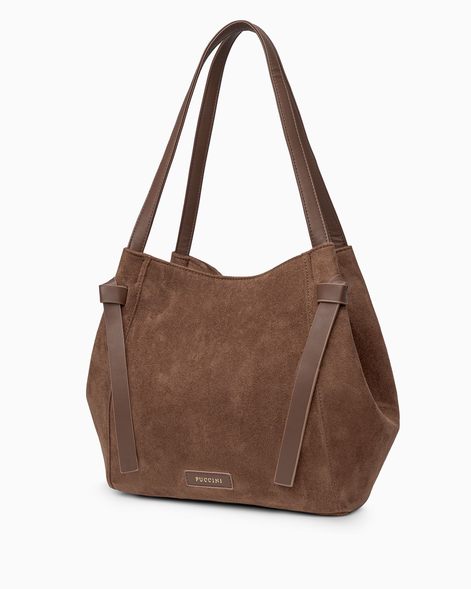 Torebka shopper z ekologicznego zamszu brązowa