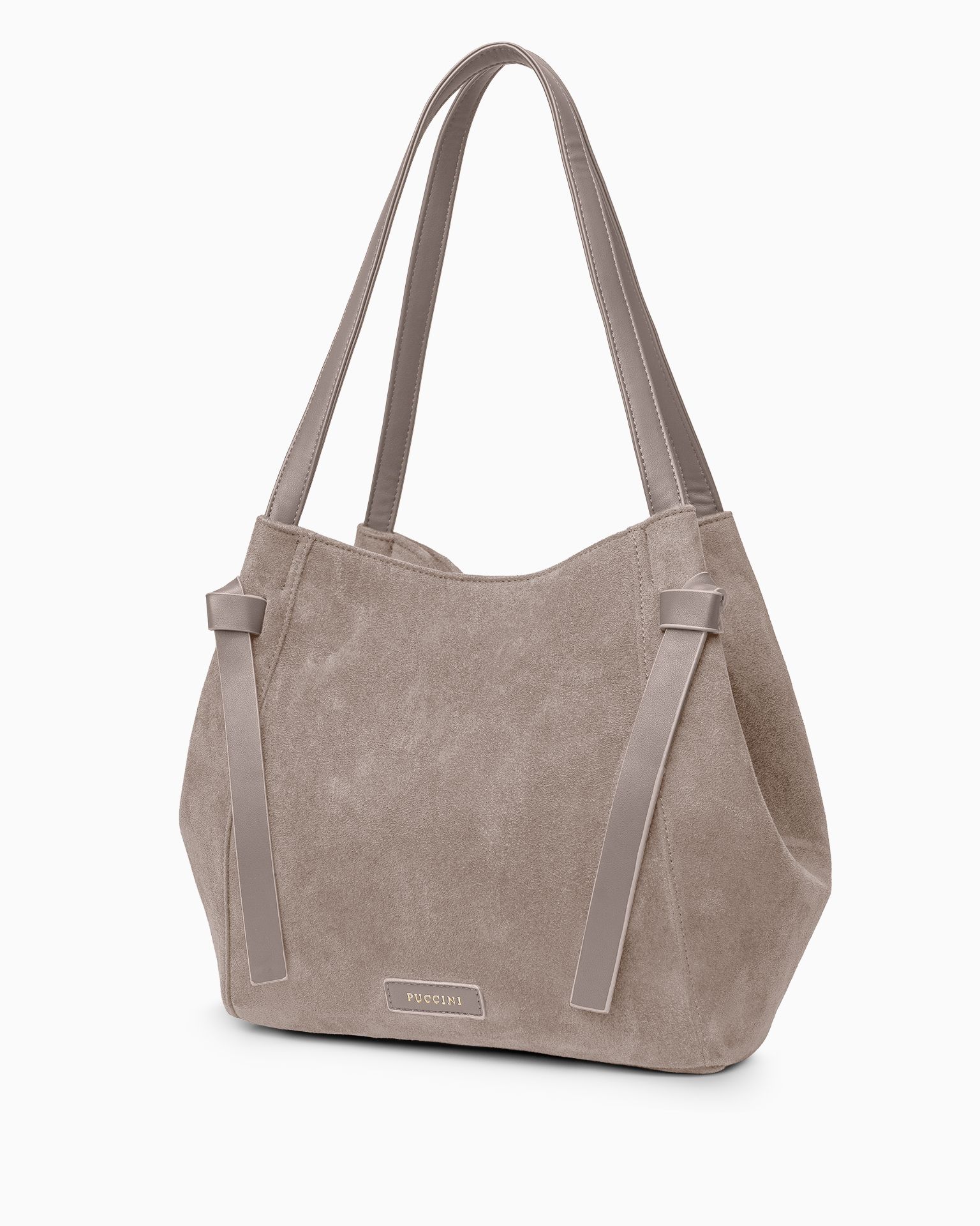 Torebka shopper z ekologicznego zamszu beżowa
