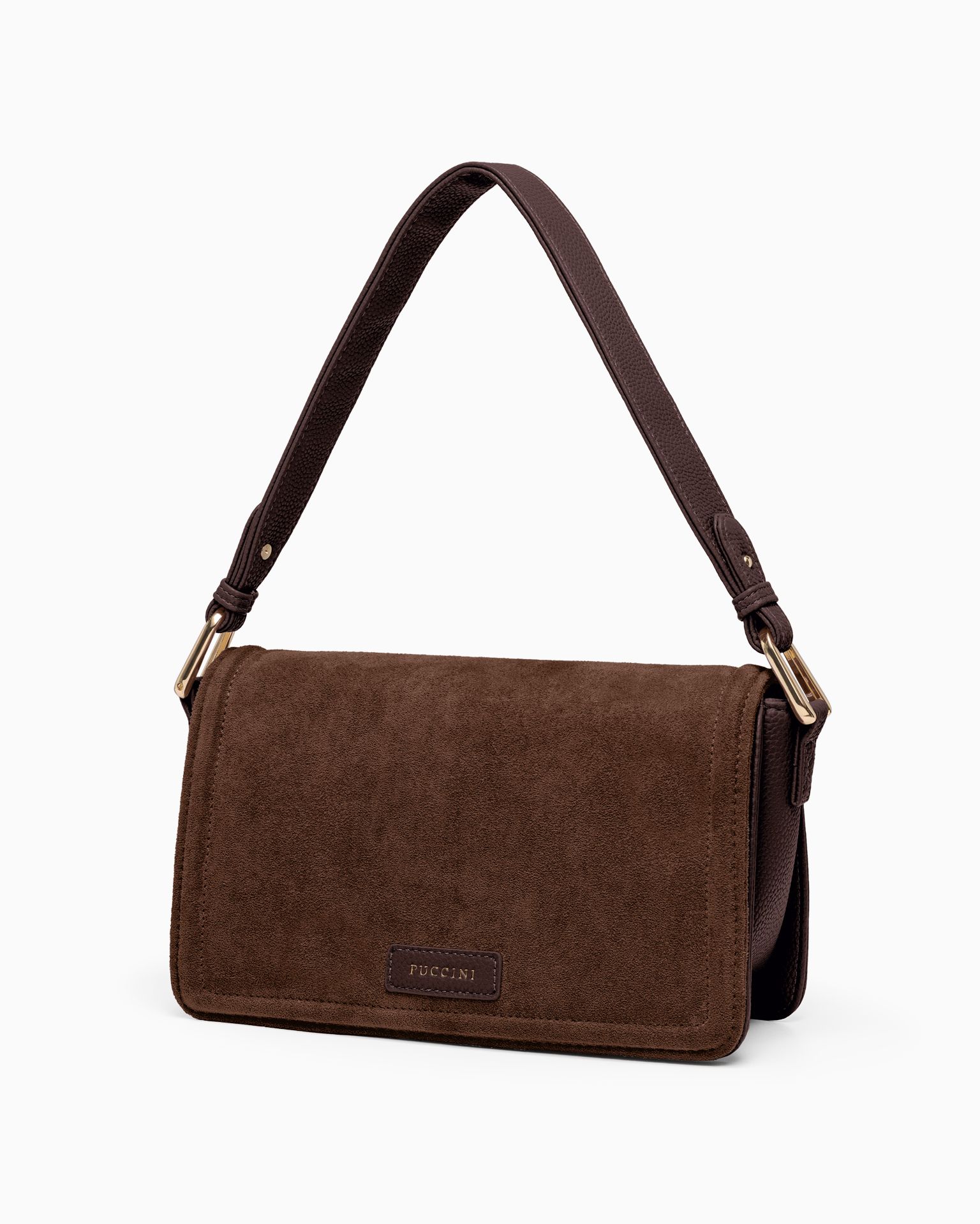 Torebka damska crossbody z ekologicznego zamszu brązowa