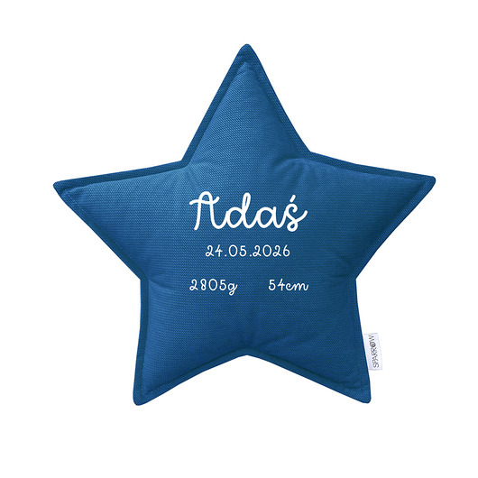 Poduszka gwiazdka personalizowana metryczka imię dziecka OCEAN BLUE