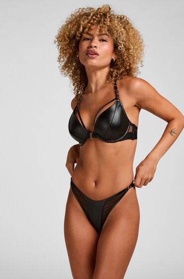 Hunkemöller Brazyliany z Wysokim Wycięciem Sam Czarny