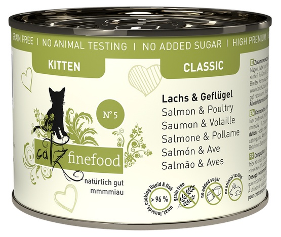 Catz Finefood Kitten N.05 Łosoś i drób puszka 200g