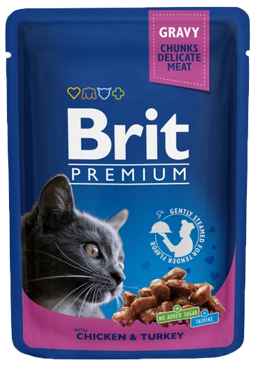 Brit Premium Cat Dorosłe Kurczak + Indyk Saszetka 100g 11393