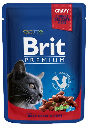 Brit Premium Cat Dorosłe Wołowina + Groszek Saszetka 100g 11395