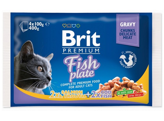 Brit Premium Cat Adult Fish Plate Saszetki 4X100G