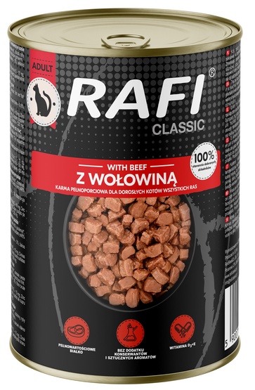 Rafi Cat Kawałki z wołowiną w sosie puszka 415g