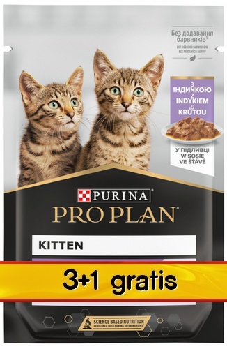 Purina Pro Plan dla kota Cat Junior saszetka 4x85g 3+1 gratis