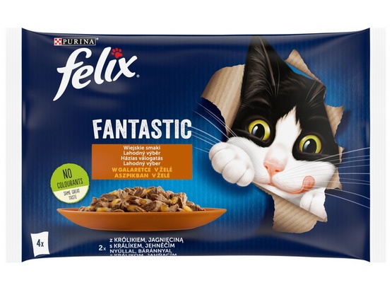 Purina Felix Fantastic Fantastic Wybór Mięs (królik+jagnięcina) w galaretce saszetka 4x85g