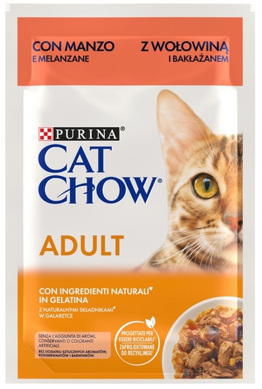 Purina Cat Chow Cat Chow Adult Wołowina z bakłażanem 85g Saszetka 51396-uniw