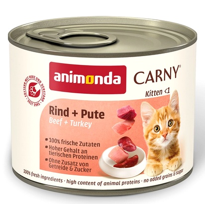 Megapakiet Animonda Carny Kitten, 24 x 200 g - Wołowina i indyk
