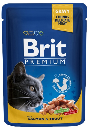 Brit Premium Cat Dorosłe Łosoś + Pstrąg Saszetka 100g 11394