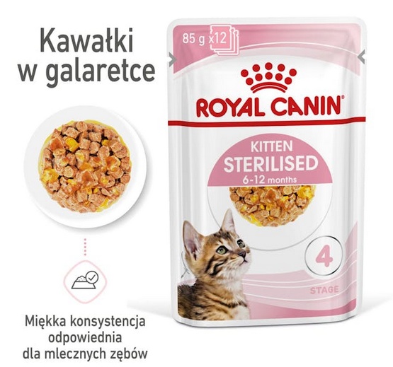 Royal Canin Kitten Sterilised w galaretce 85g ## CHARYTATYWNY SKLEP ## 100% ZYSKU SKLEPU NA POMOC PSIAKOM :)