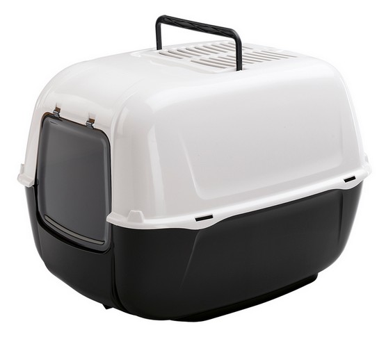 Ferplast Prima kuweta dla kota, biało-czarna - Dł. x szer. x wys.: 52,5 x 39,5 x 38 cm