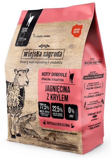 Wiejska Zagroda Jagnięcina z Krylem 400g sucha karma dla kota