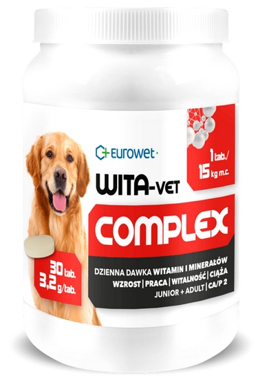Wita-Vet Eurowet Ca/P = 2, 3,2g Szczenięta+Adult 30 Tabletki